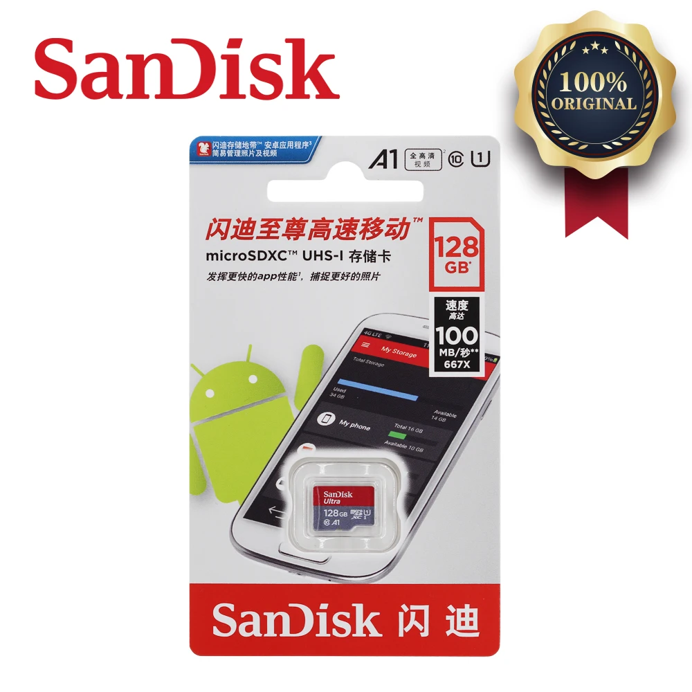 Карта памяти SanDisk A1 128 ГБ 64 U3 98 МБ/с./с 32 Micro sd карта класс 10 флэш Microsd TF/sd s для