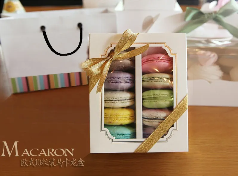 Белая коробка для макарон с прозрачным окошком фотокоробки упаковки