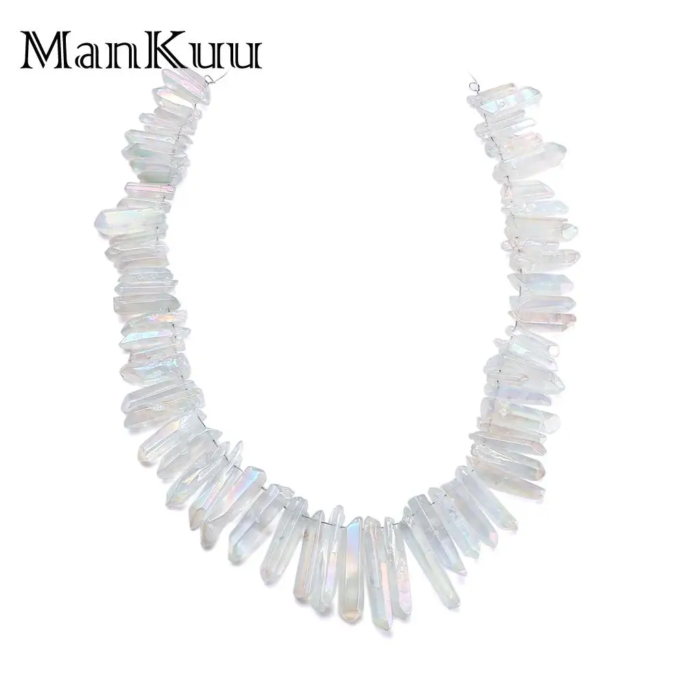 

Mankuu White Clear Crystal Pendant Column Irregular Crystal Pillar Pendant Natural Healing Stone Pendants For DIY Jewelry Making