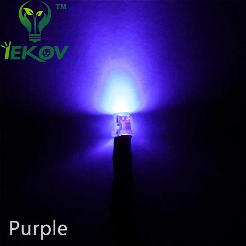 100 шт. LED 3 мм диод УФ Предварительно проводной резистор 9-12 в плоский верх широкий