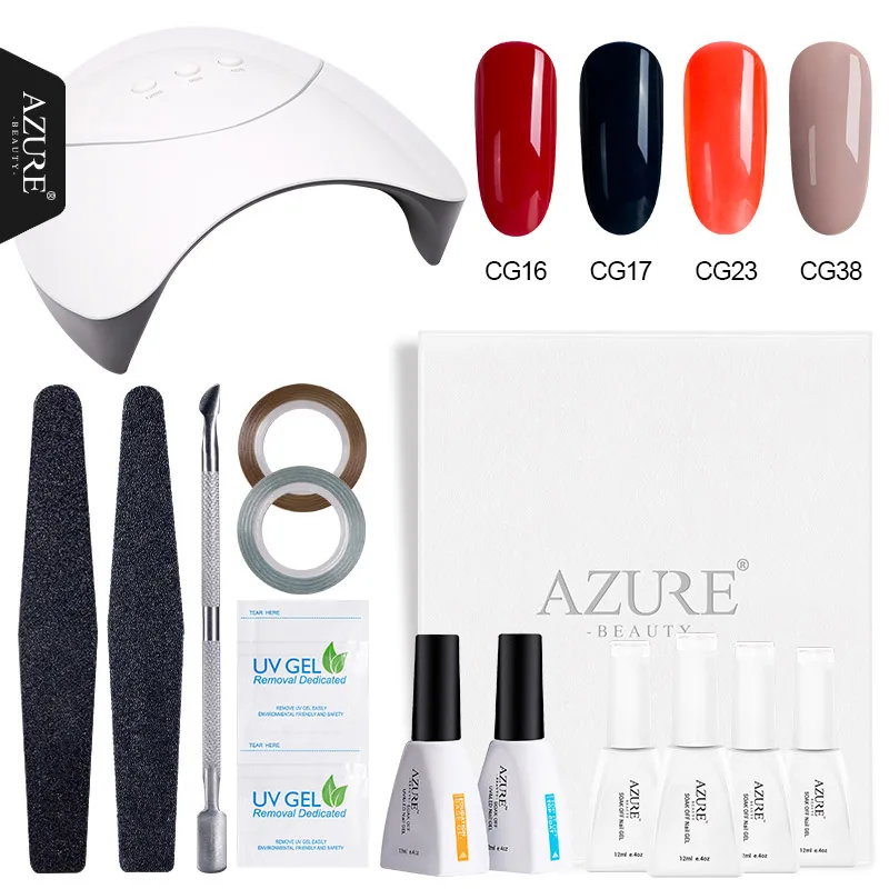 9 Azure beauty 12 шт./лот 36 Вт Светодиодная лампа инструменты для дизайна ногтей маникюрный набор Полупостоянный светодиодный гель Гибридный гвоздь лак основа верхнее покрытие наборы - Цвет: 9