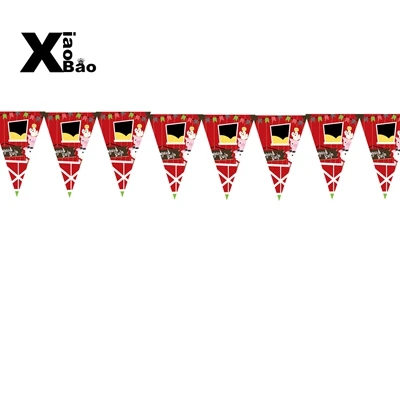 Triangle banner X1 Ферма животные Тема Бумажный Мешок тарелка посуда соломенная фольга латексный воздушный шар плакат с приглашением карты дети день рождения подарки - Цвет: Triangle banner X1