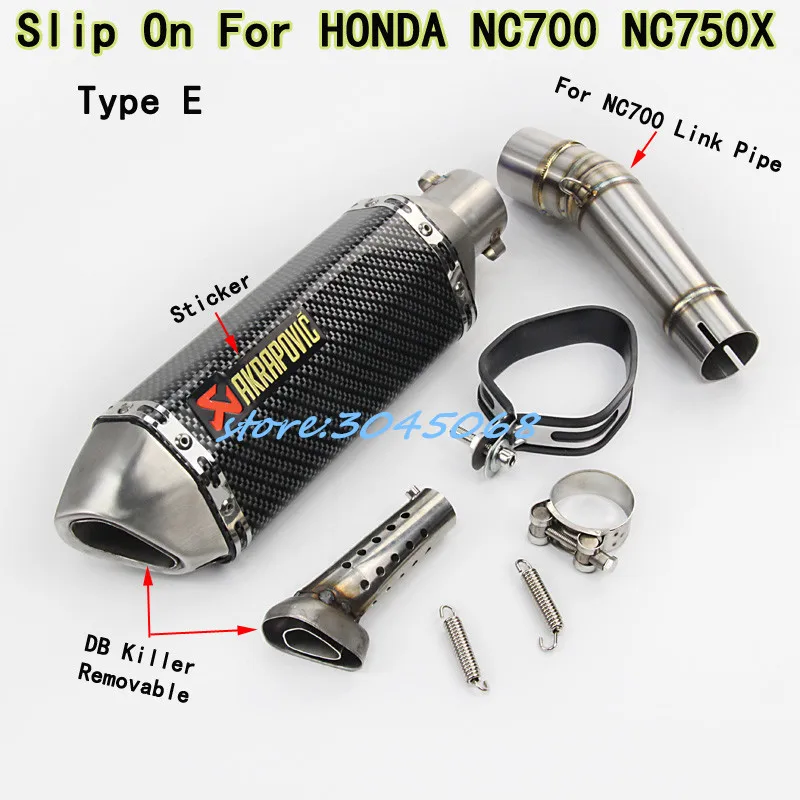 Type E NC 700 NC750 мотоцикл Модифицированная полная система выхлопной трубы среднего соединения мотоцикл глушитель с дБ убийца для HONDA NC700 NC750X - Цвет: Type E