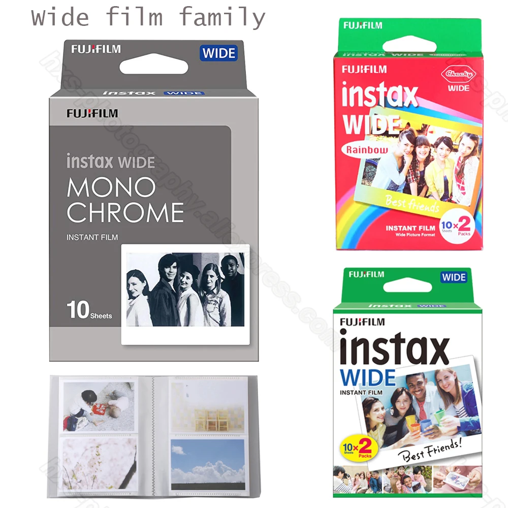 

Genuine Fujifilm Instax Wide Film Monochrome/White/Rainbow For Fuji Instant Polaroid Instax Wide Camera 300/200/210/100/500AF
