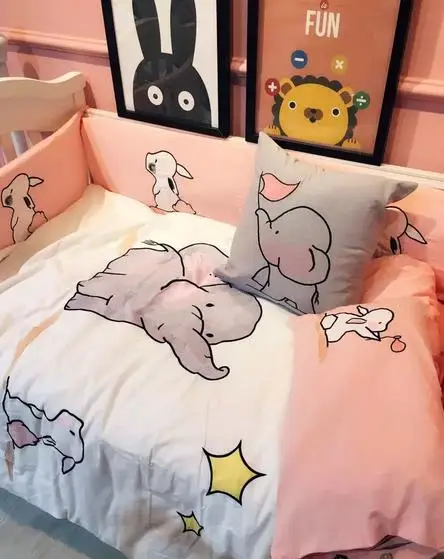 4 шт. комплект детской кроватки бампер хлопок мягкий детский кровать с мультяшным