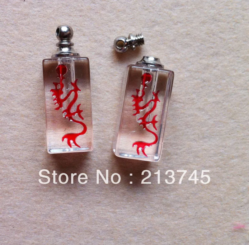 

Freeshipping Valentine's day!! Hot Red Glass Perfume vial pendant SCREW CAP 100pcs rice art pendant