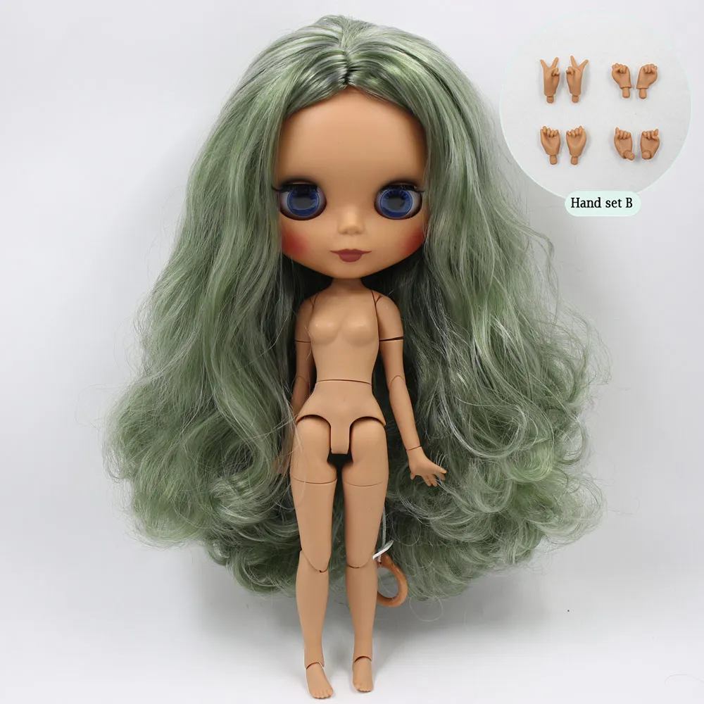B doll with hand B ICY Nude Blyth изготовленная на заказ кукла No. BL4299/9084 зеленая смесь серебряные волосы 1/6 bjd, pullip, licca, jerryberry - Цвет: B doll with hand B