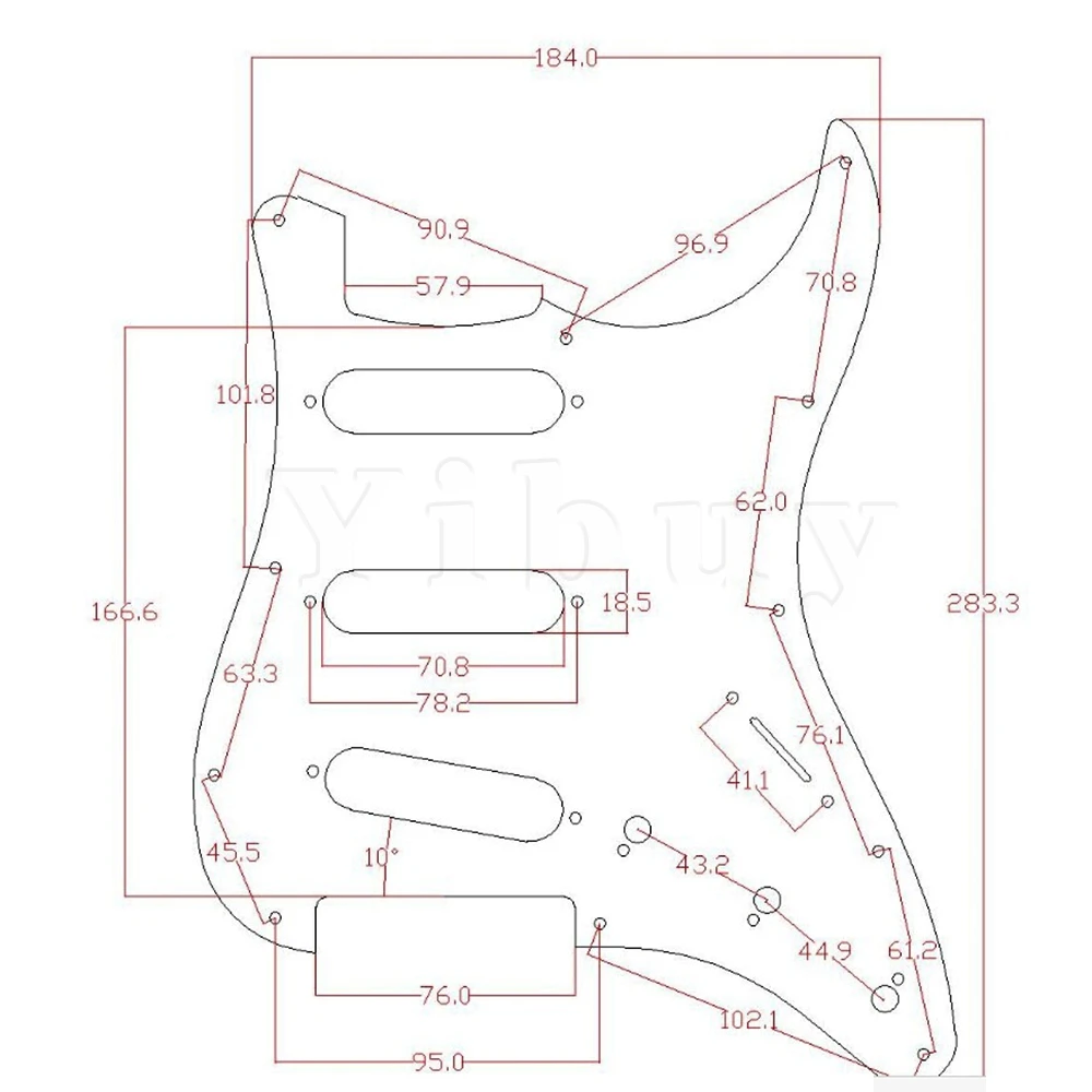 

Yibuy Black Loaded Pickguard 3 Single Coil for Electric Guitar