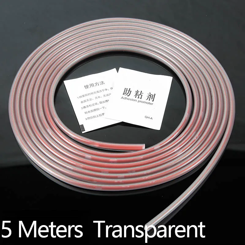 5 Meters Transparent Защита для автомобильной двери от столкновений, защита от царапин, чехлы для багажника, капот, Резиновая полоса, наклейки для украшения автомобиля, аксессуары - Цвет: 5 Meters Transparent