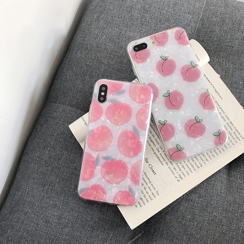 GlamPhoneCase фристиллярный розовый персиковый чехол для телефона iPhone X XS Max XR мягкий из