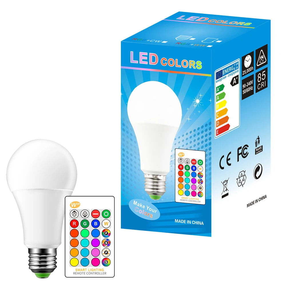 Светодиодный светильник E27 RGB светодиодный светильник E27 15 Вт RGBW с регулируемой яркостью светодиодный умный светильник для украшения дома праздника с дистанционным управлением