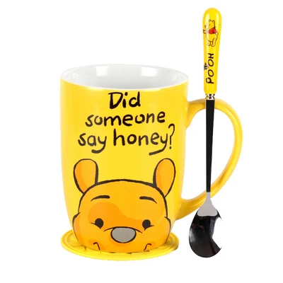 Pooh Bear with spoon 1 шт. креативная кружка с мультяшным рисунком Микки Минни керамическая кружка чашки чай кофе кружка чашка для молока воды милые пары Питьевая чашка кружка посуда для напитков - Цвет: Pooh Bear with spoon