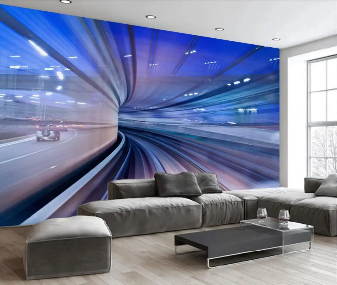 3D абстракция время тень настенной Бумага для KTV бар Ресторан Настенный декор