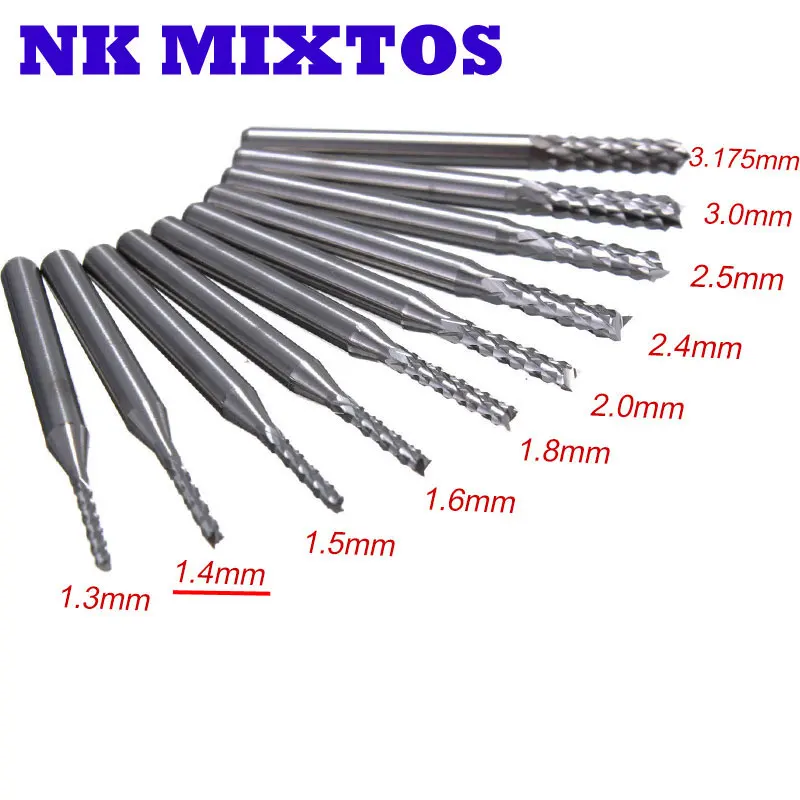 10 шт./компл. Карбид Концевой Фрезы Гравировка Биты 1.4 мм Электрические