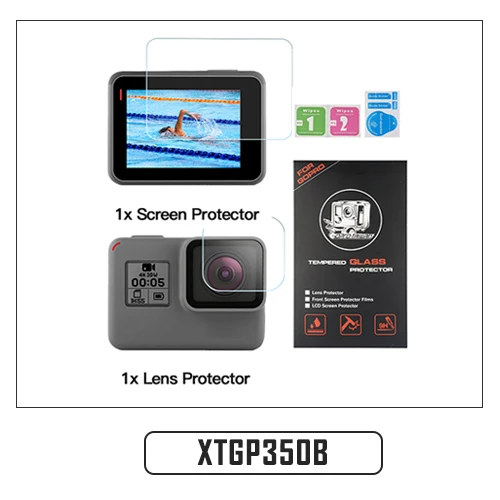 XTGP350B Закаленное стекло объектива+ ЖК-экран протектор для GoPro Hero 7 6 5 Hero7 Hero6 Hero5 черная камера защитная пленка для Go Pro - Цвет: XTGP350B