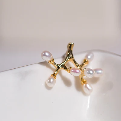 Earrings Vanssey модные ювелирные изделия цветок лист ветка брошь с натуральным пресноводным жемчугом булавки свадебные аксессуары для женщин Новинка - Окраска металла: Earrings