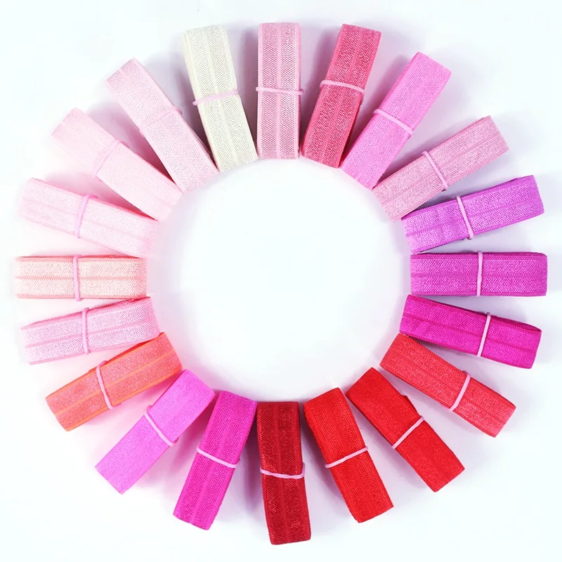 

20yards/lot 1yards each color 5/8''solid fold over elastic FOE hair accessories ribbon elastic ponytail holders mix colors
