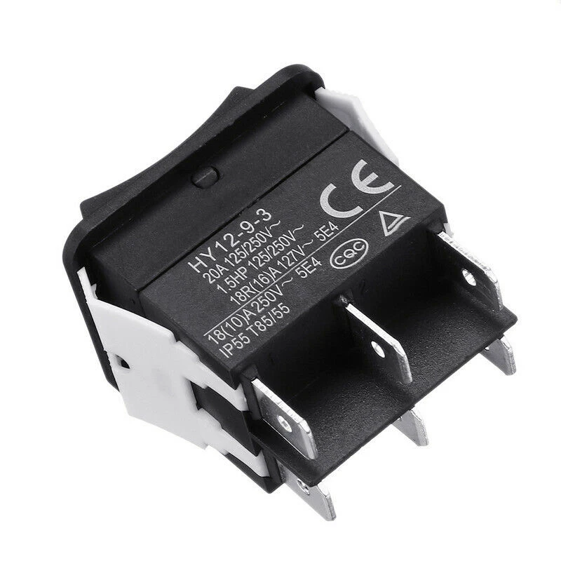 

1pc HY12-9-3 6 Pins Industrial Electric Rocker Switch 125/250 V Push Button Switch ON-OFF-ON Power Switch