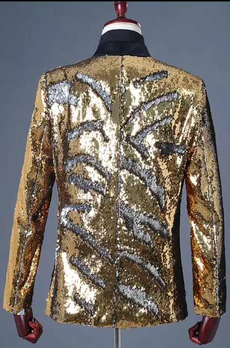 Two-tone Flip Sequin clothes men suits designs stage costumes for singers jacket sequins blazer dance star style dress coats | Мужская