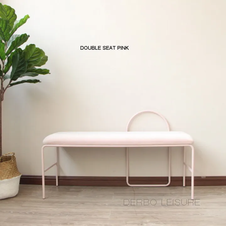 Double Seat Pink Современный классический Лофт дизайн металлическая бархатная ткань мягкий чехол низкая обувь изменение обеденный счетчик барный стул 1 шт - Цвет: Double Seat Pink