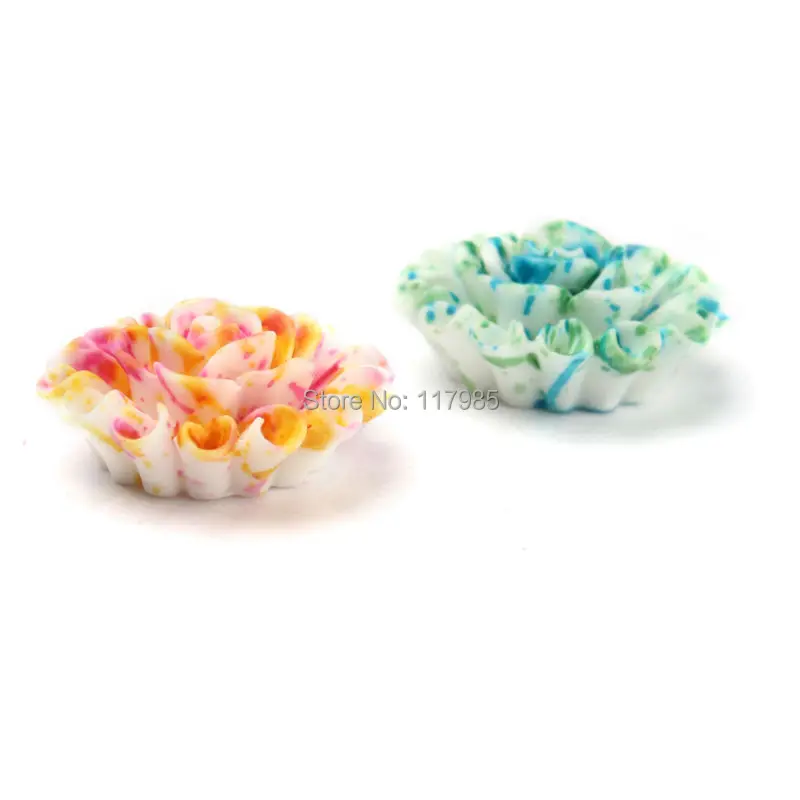 Распродажа 10 шт. Весна Красочные Смола розы Бусины камея кабошон 20 мм Flatback