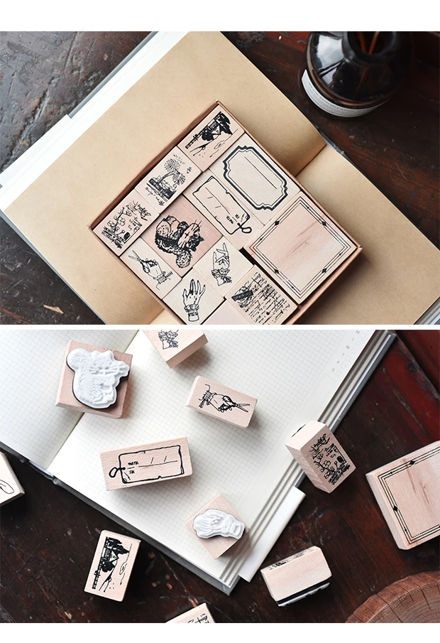 12 шт./компл. Винтаж жесты этикетка весны штамп DIY деревянные и резиновые штампы для скрапбукинга канцелярские Скрапбукинг Стандартный штамп