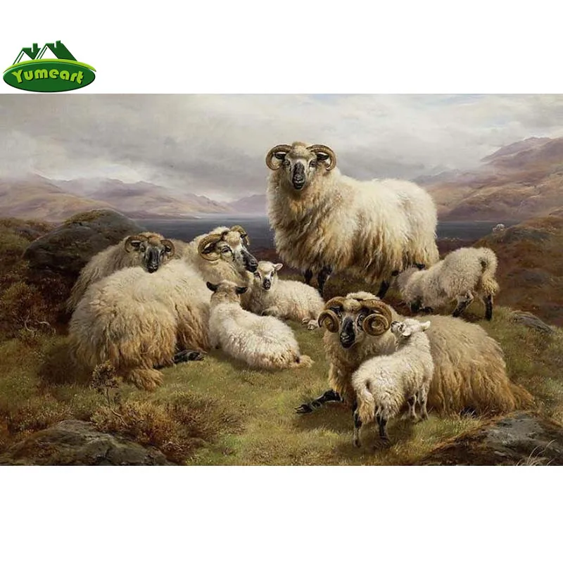 YUMEART 5D DIY Полная квадратная дрель алмазов картина козы вышитая бисером овец Семья