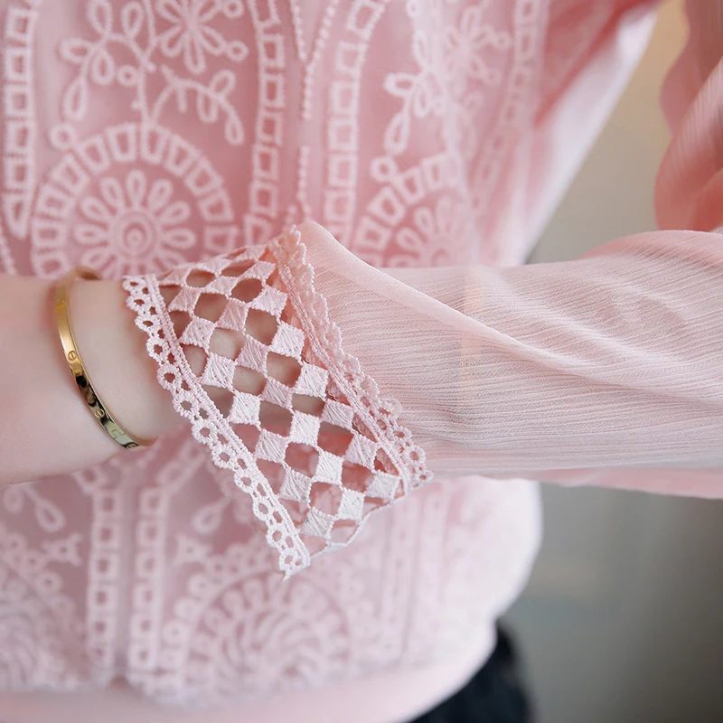 женские топы розовые кружевные рубашки Blusas Camisa Летняя рубашка осень 2019 Новая
