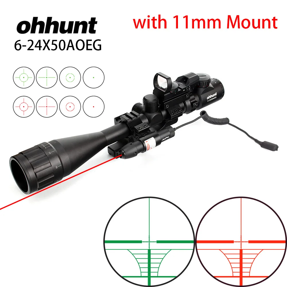 Ohhunt 6 24x50 AOEG дальномер прицел с голографическим 4 красный зеленый лазерный комбо