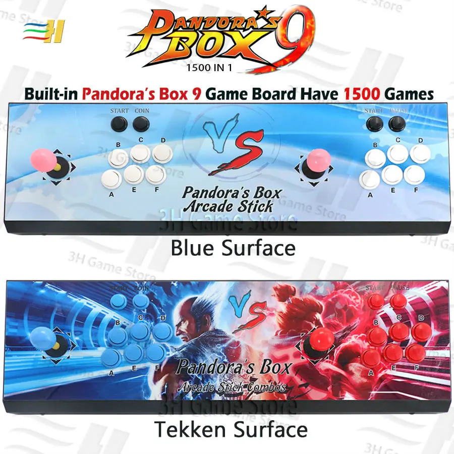 2 игрока Pandora Box 9 железная консоль встроенный в 1500 В 1 аркадная игра подключи и играй usb джойстик для ПК ps3 pandora's 5S 6s 7