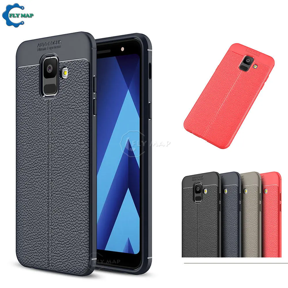 Soft Cover for Samsung Galaxy A6 2018 A600 A600FN Litchi Leather Grained Silicon Phone Case SM-A600FN SM-A600FN/DS TPU Back |