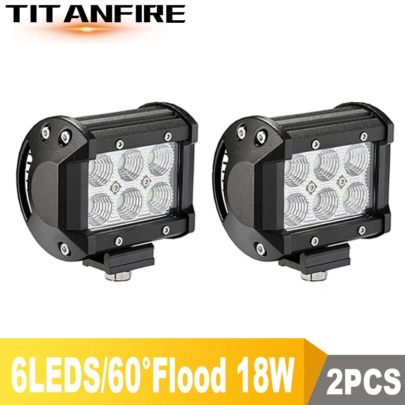 2PCS 18W 4inch Flood TF30 4 7 12 18 дюймов 18 Вт 36 Вт 72 Вт 108 ВТ внедорожный светодиодный рабочий светильник светодиодный бар для мотоцикла Трактор Лодка 4WD 4x4 грузовик внедорожник ATV 12 в 24 В - Цвет: 2PCS 18W 4inch Flood