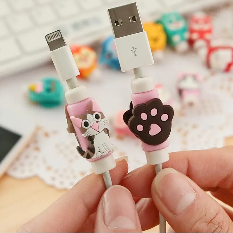 Мультфильм милый прекрасный Usb защитный кабель чехол для Iphone 6 plus 6s 7 plus крышка намотки шнур протектор Органайзер кабель лук