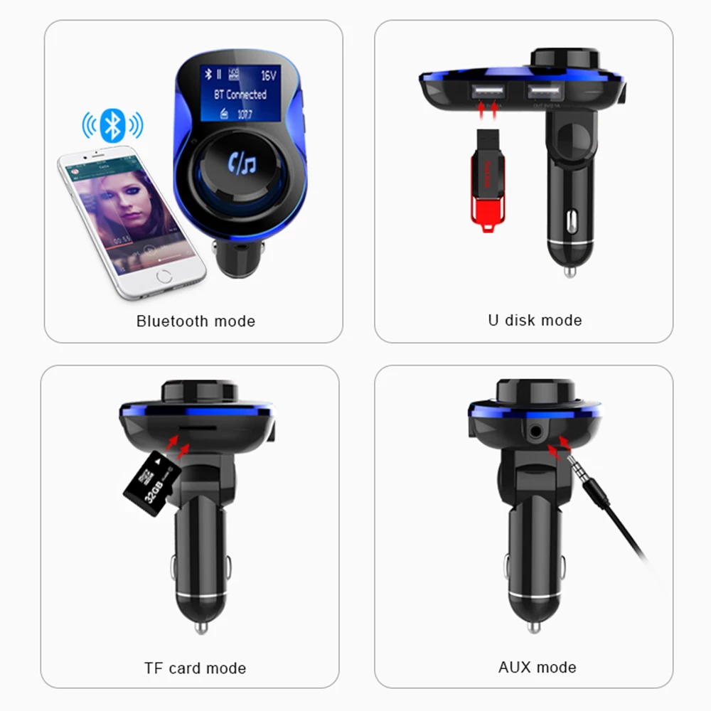 Nulaxy Bluetooth fm передатчик Беспроводной модулятор с Мощность переключатель