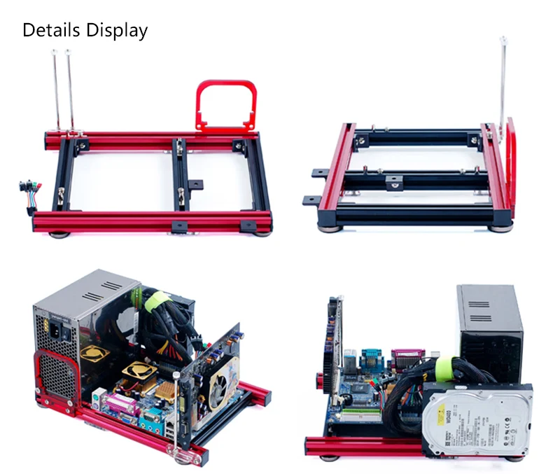 DIY Mini itx/matx/ATX PC Chassis case Aluminum Desktop Open Bare Frame Horizontal Rack game host Box computer mainframe Parts