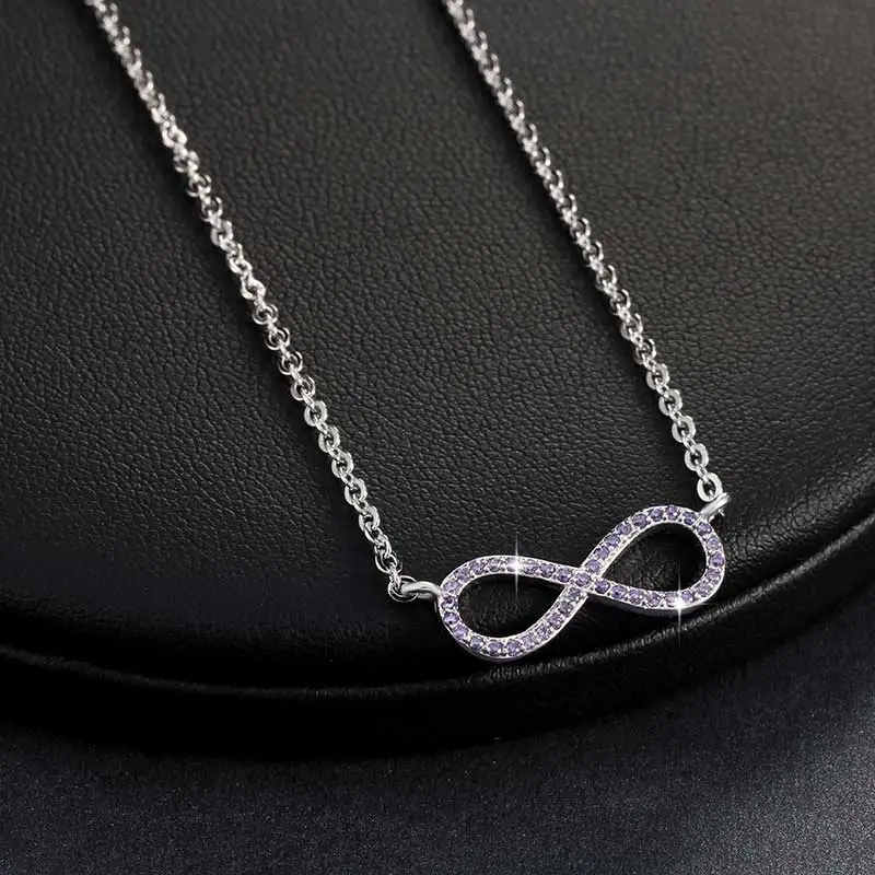 ORSA JEWELS AAA Блестящий австрийский CZ Бесконечность Кулон серебряный цвет ожерелье для женщин/любимого модное ювелирное изделие подарок ON112 - Окраска металла: ON103 Purple CZ