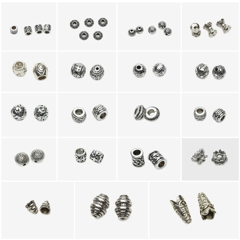 

50Pcs or 10Pcs / Lot European Charms Zinc Alloy Antique Silver Color Beads Spacer for Bracelet Making EC7