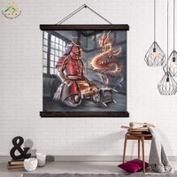 dragon and warrior framed scroll painting modern canvas art prints poster wall painting artwork wall art pictures home decor