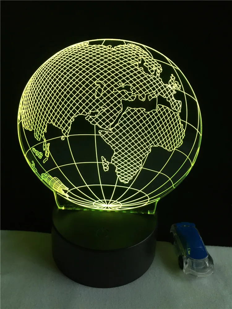 3d лампа в виде карты Европы и Африки светодиодсветодиодный разноцветная ночная с