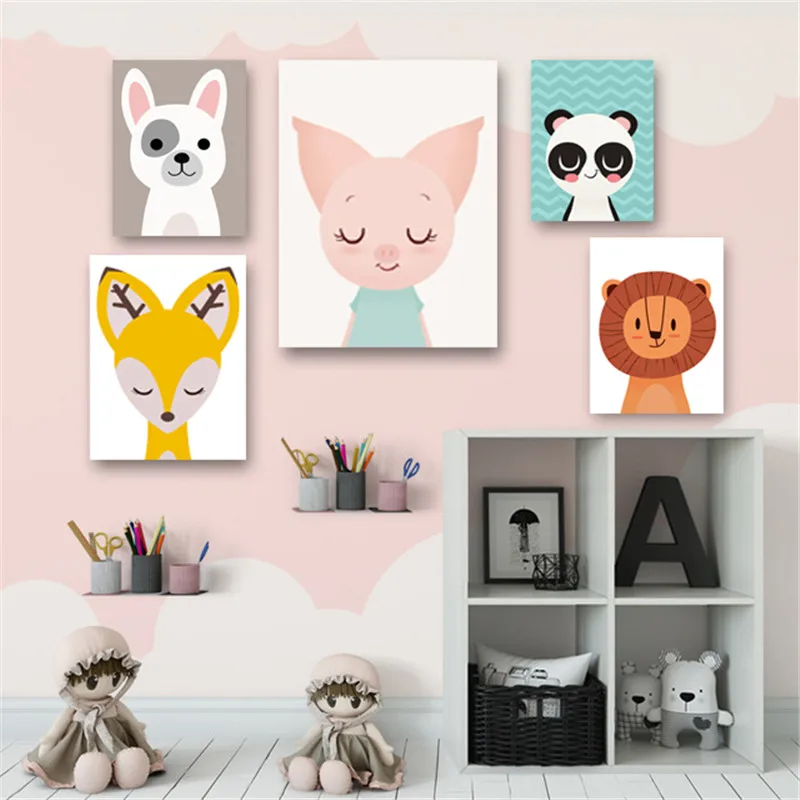 Настенная живопись с принтом льва собаки панды современные абстрактные