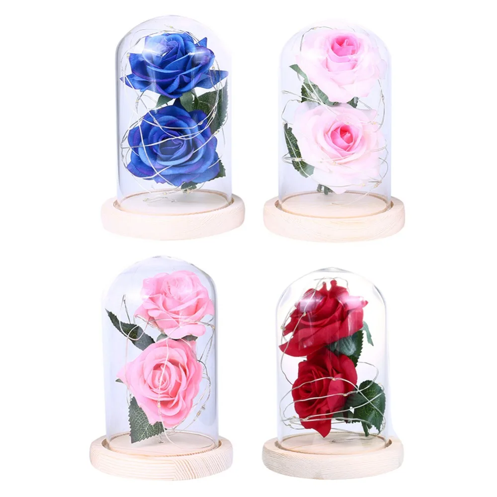 Светодиодный светильник с красными цветами на батарейках изображением