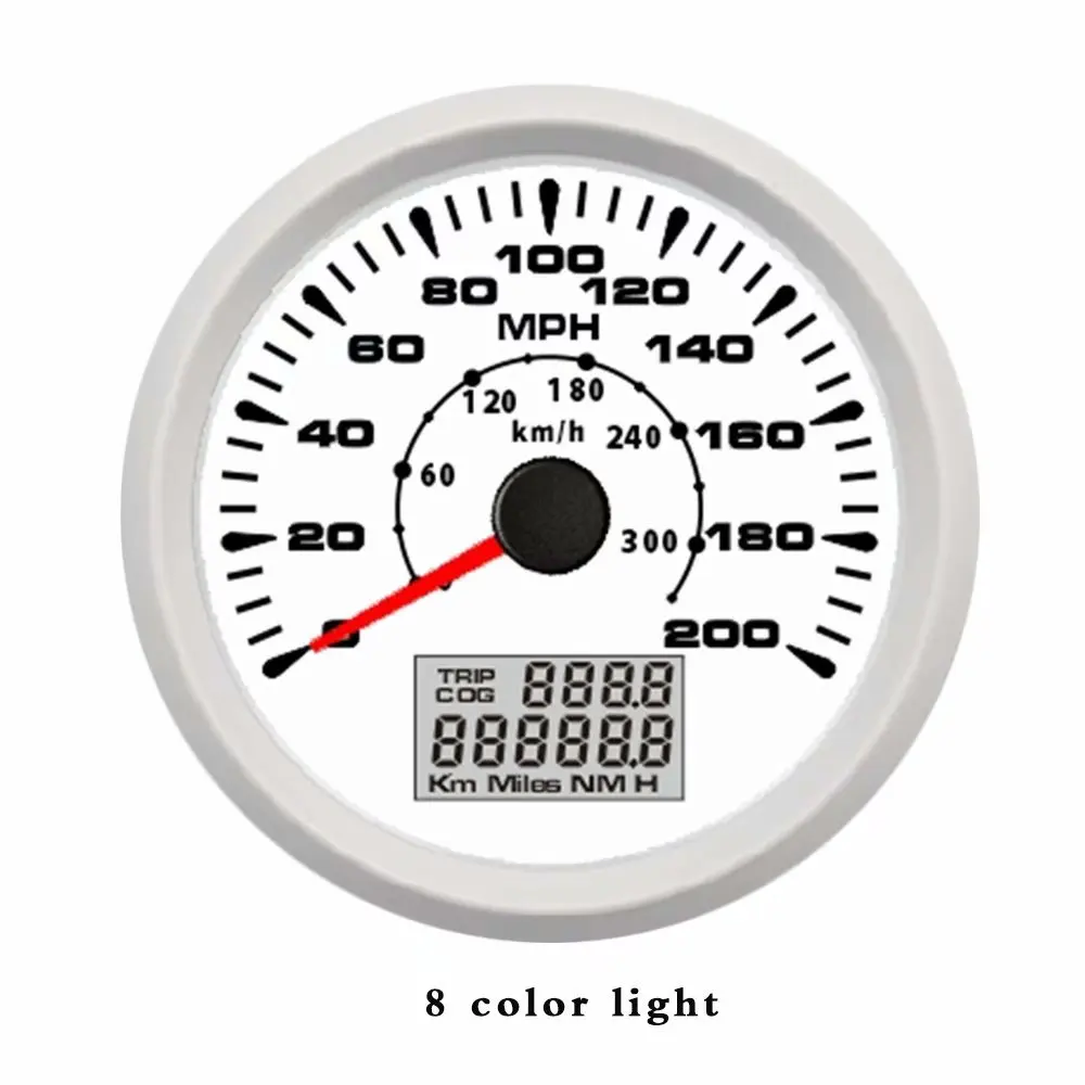 8 color light Универсальный Автомобильный gps измеритель скорости 200mph красный светодиодный датчик скорости для ford focus 2 мотоцикла автомобиля лодки o 85 мм - Цвет: 8 color light