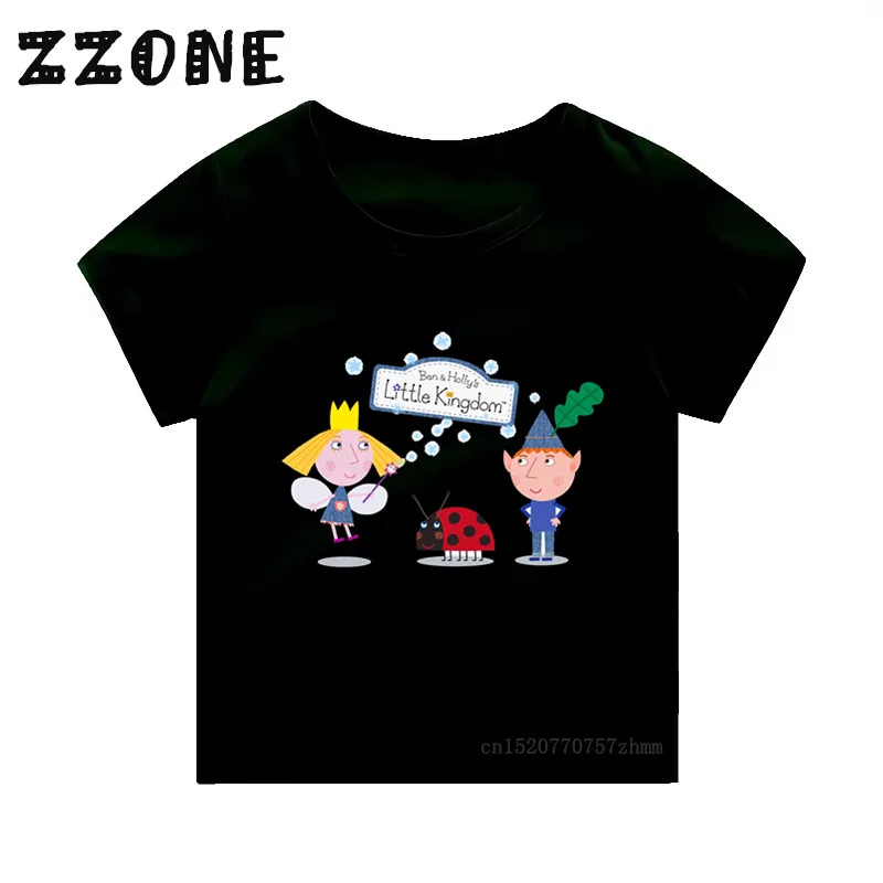 Детская забавная Футболка с принтом из мультфильма Бен и Холли летняя мягкая
