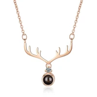 kofsac trendy 925 sterling silver necklaces for women jewelry projection crystal rose gold deer necklace lady christmas gifts