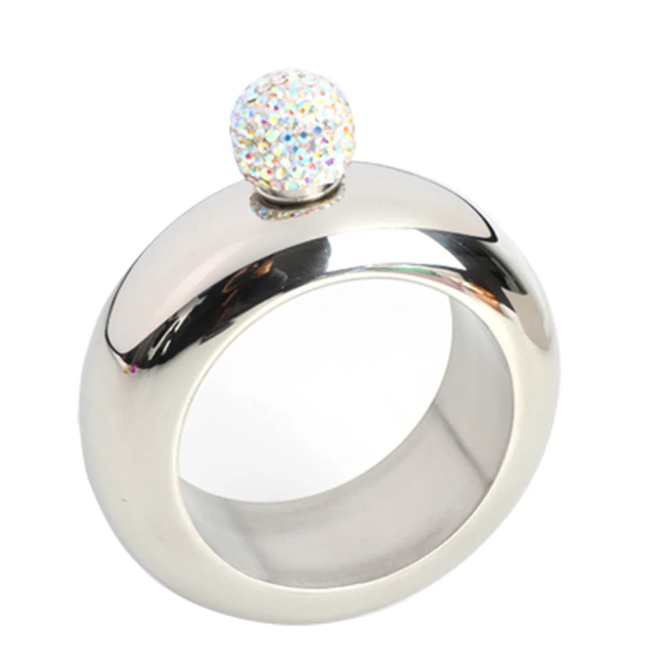 Diamond Sliver Браслет Transhome, фляжка 3,5 унций, нержавеющая сталь, фляжка, кольцо, 100 мл, фляга для вина, для виски, с воронкой, браслет, бутылка для бара - Цвет: Diamond Sliver