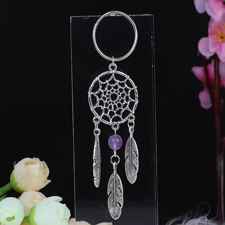 Винтаж индийские Стиль брелок для ключей Ловец снов в стиле бохо природный