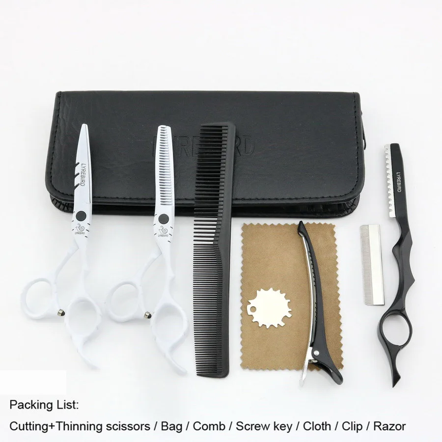 Hairdressing Scissors 5.5 6 INCH White Hair Japan Shears Thinning LYREBIRD NEW |