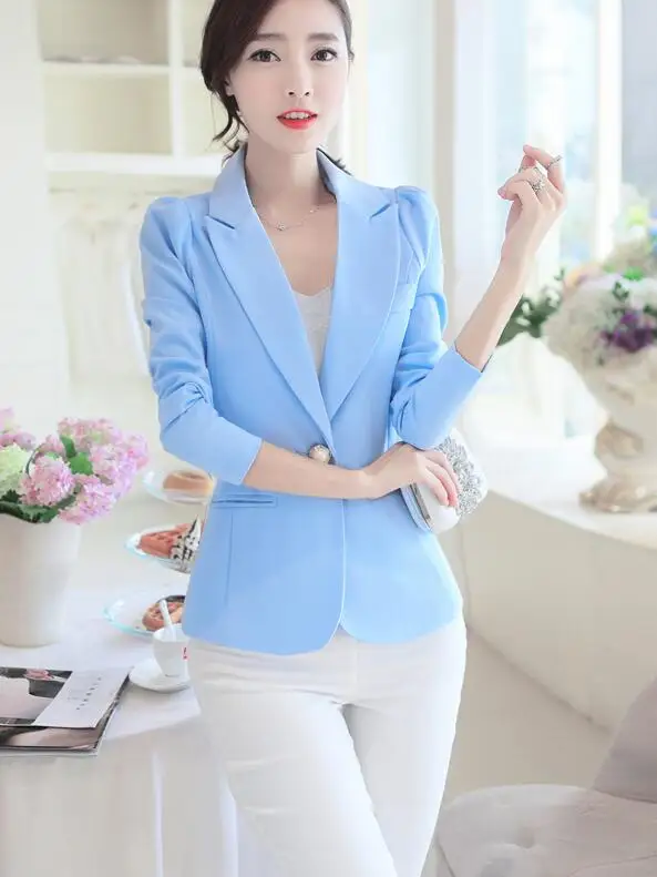 

WOMEN Suit Fashion NEW Spring Slim Office Temperament Woman Blazers A Buckle Single Ladies Coat Wild Casual Simple Female Tops