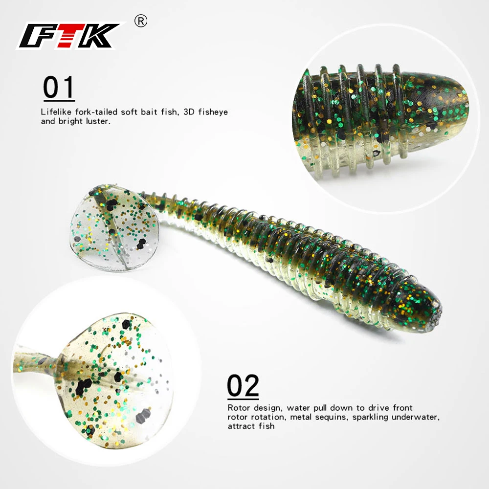 FTK приманка для рыбной ловли Shad трехмерная рыболовная снасть Мягкая воблер 5 шт.