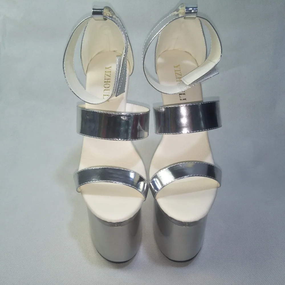 Summer 7 inch high heel shoes for women pole dancing sandals 18cm silver Platform Strappy High Heels Party Dance Shoes | Спорт и